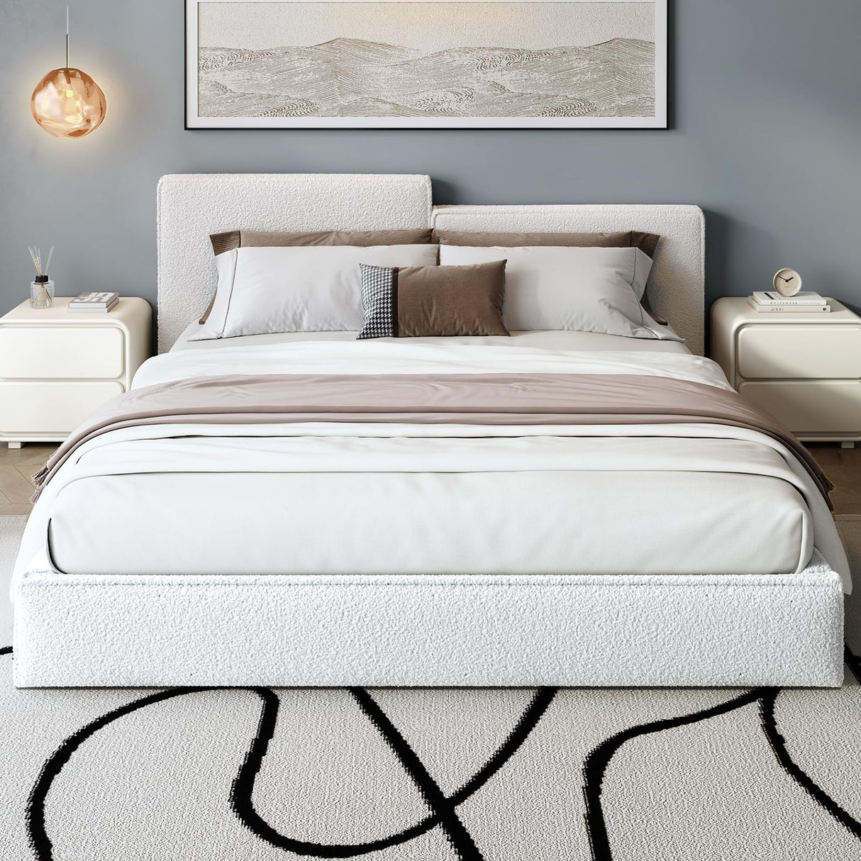 Full Size Velvet Bed Frame,Vertical Channel Tufted Wingback Headboard