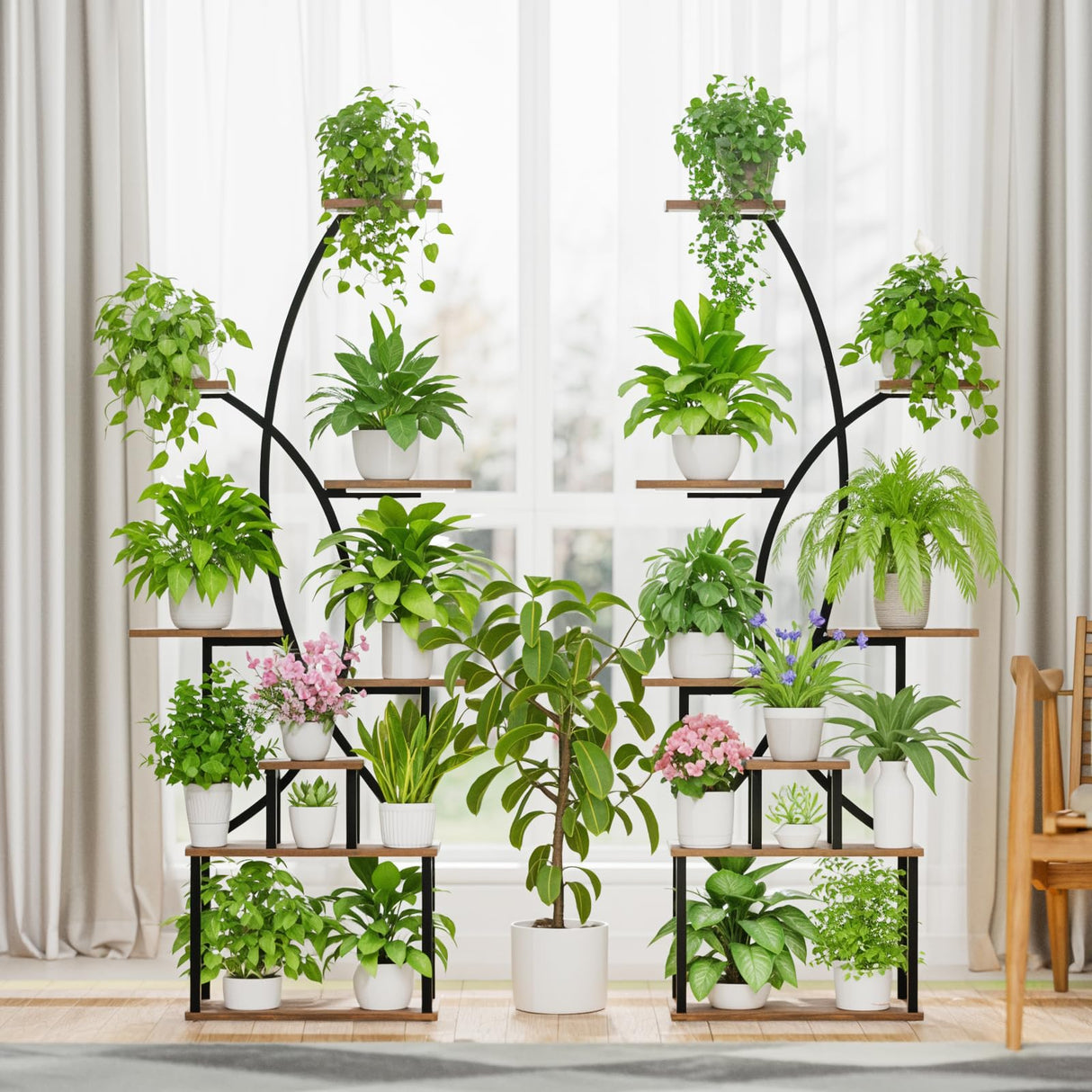 8-Tier Metal Plant Stand with Grow Lights – Tall Indoor Shelf