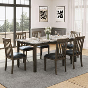 7-Piece Dining Table Set for 6, Faux Marble Modern Dining Table Set with 6 Upholstered