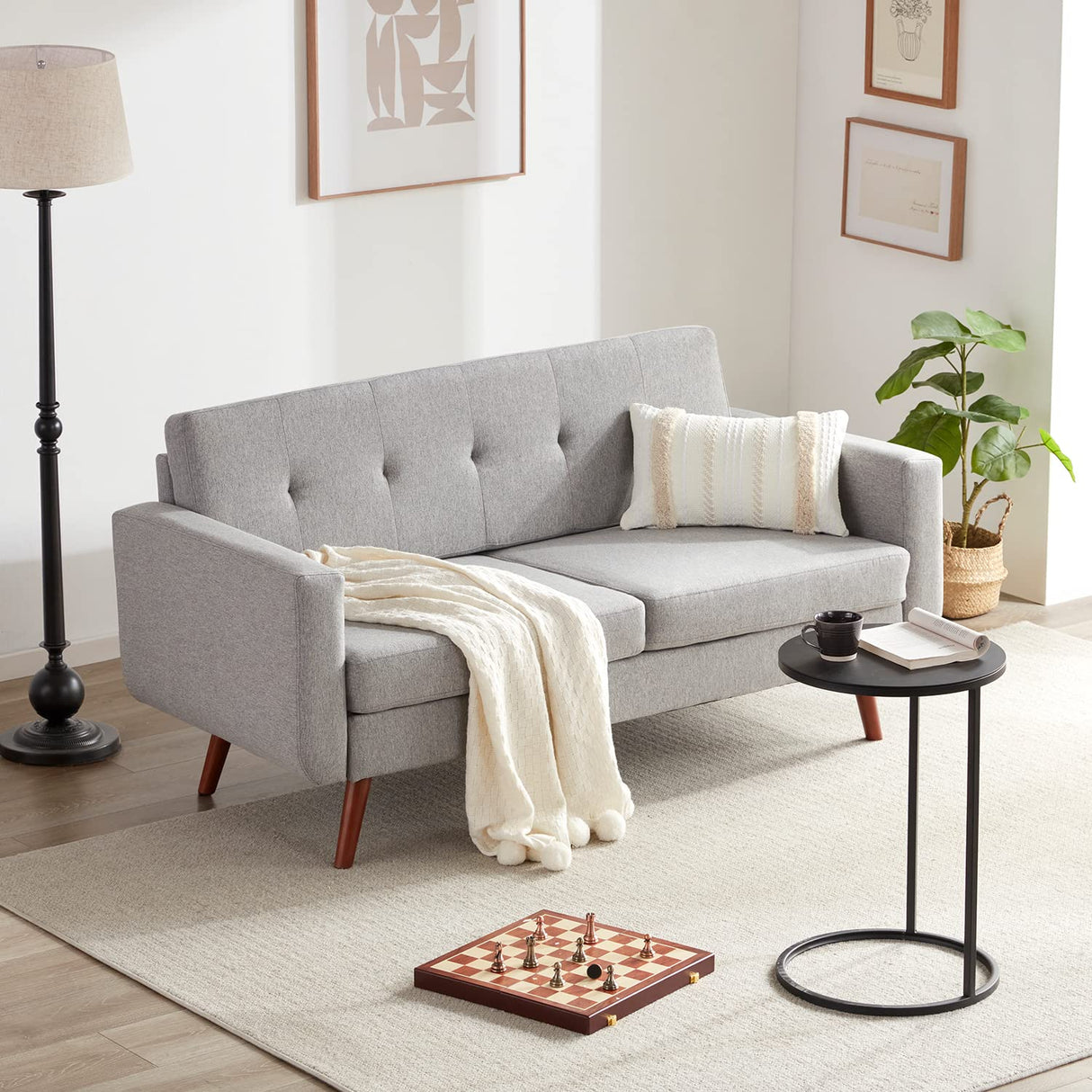 65" W Linen loveseat Sofa, Easy to Assemble, Modern Furniture