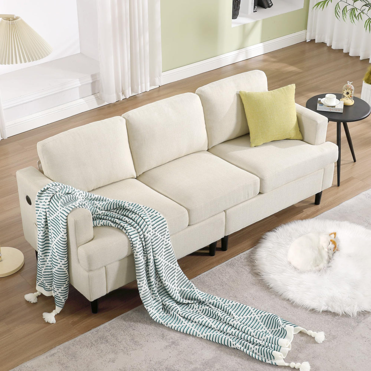 Comfy Upholstered Sofa Couch with Deep Seats, Modern 3 Seat Couch