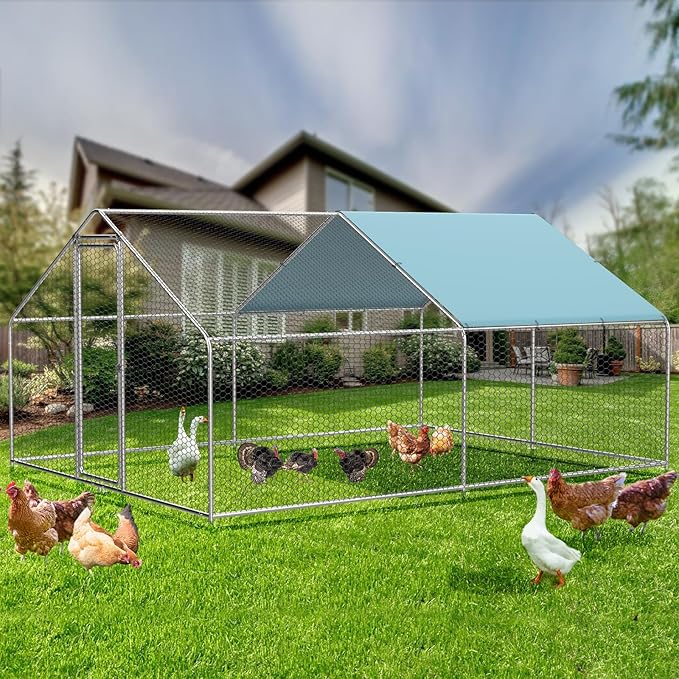 SteelHaven XL Walk-In Chicken Coop – Reinforced Galvanized Run with UV Cover