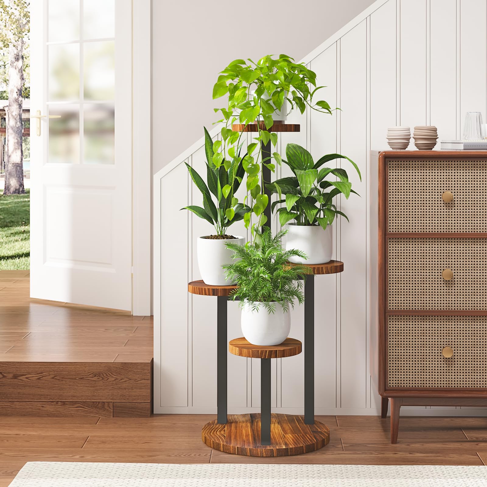 4 Tier Plant Stand Indoor Small Plant Shelf Outdoor Metal Tall Flower Holder Table