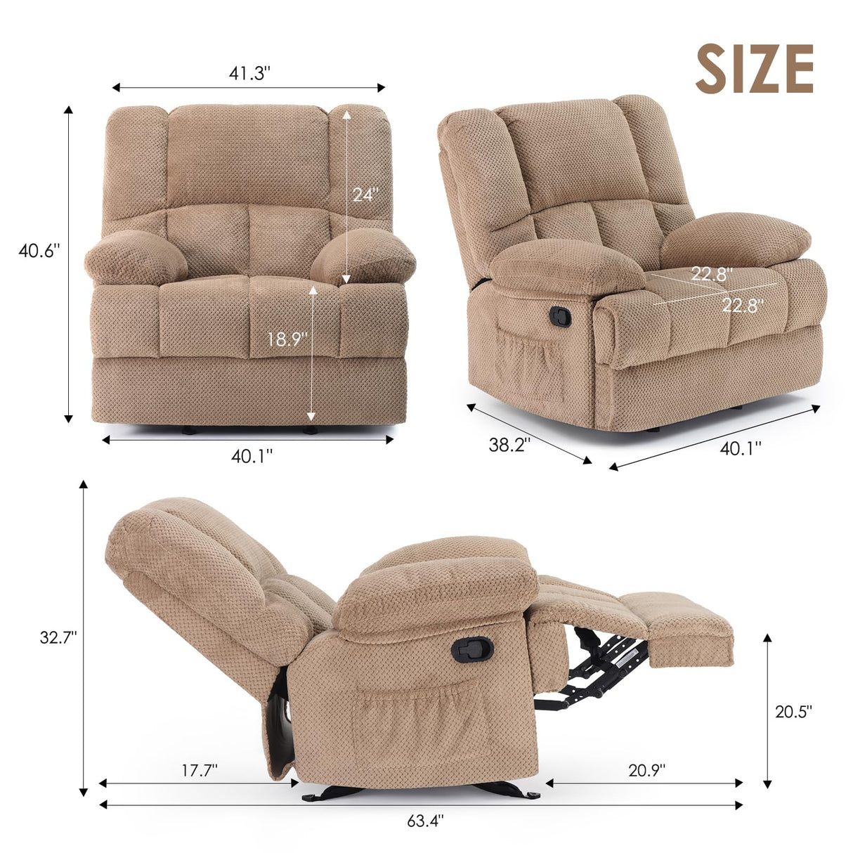 CloudEase Duo Recliner Sofa – 2 Seater Manual Pull Tab Reclining Couch with Soft Fabric for RV