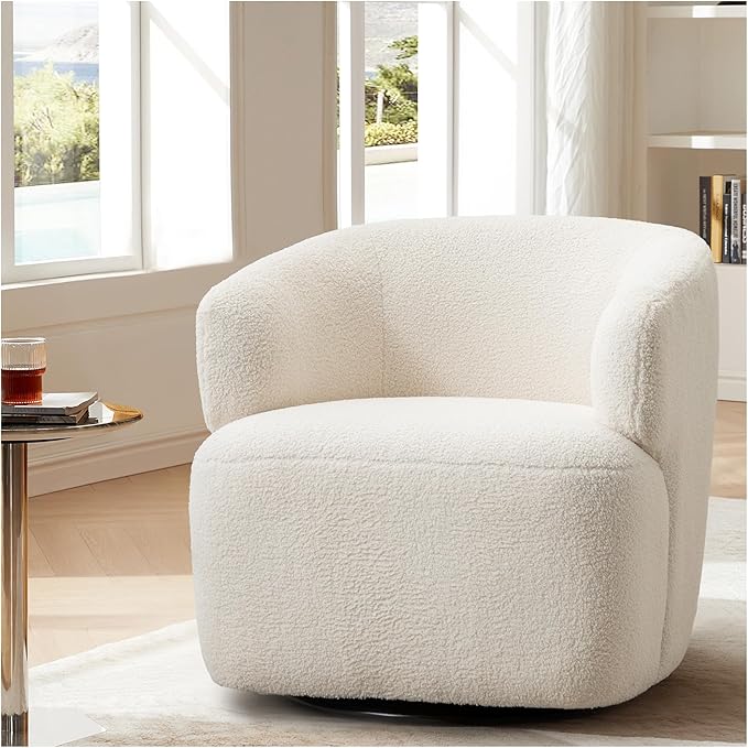 Swivel Barrel Accent Sofa Chairs, 360 Degree Round Modern Armchairs