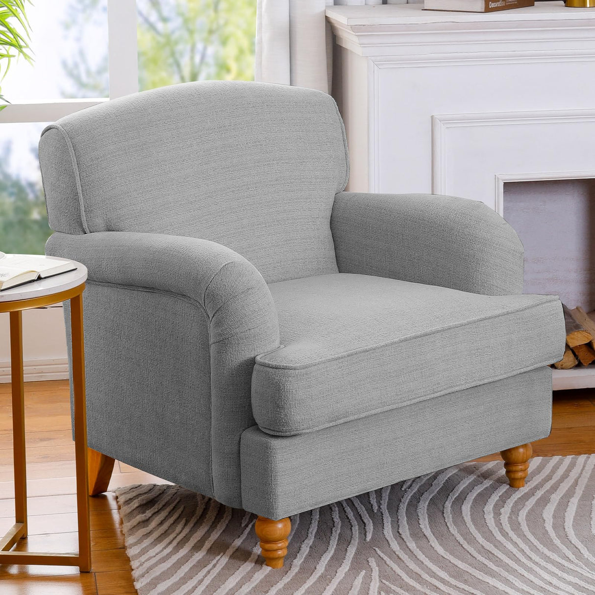 Oversized Chair, Chenille Modern Accent Chairs, Upholstered Armchair Single Sofa Chair