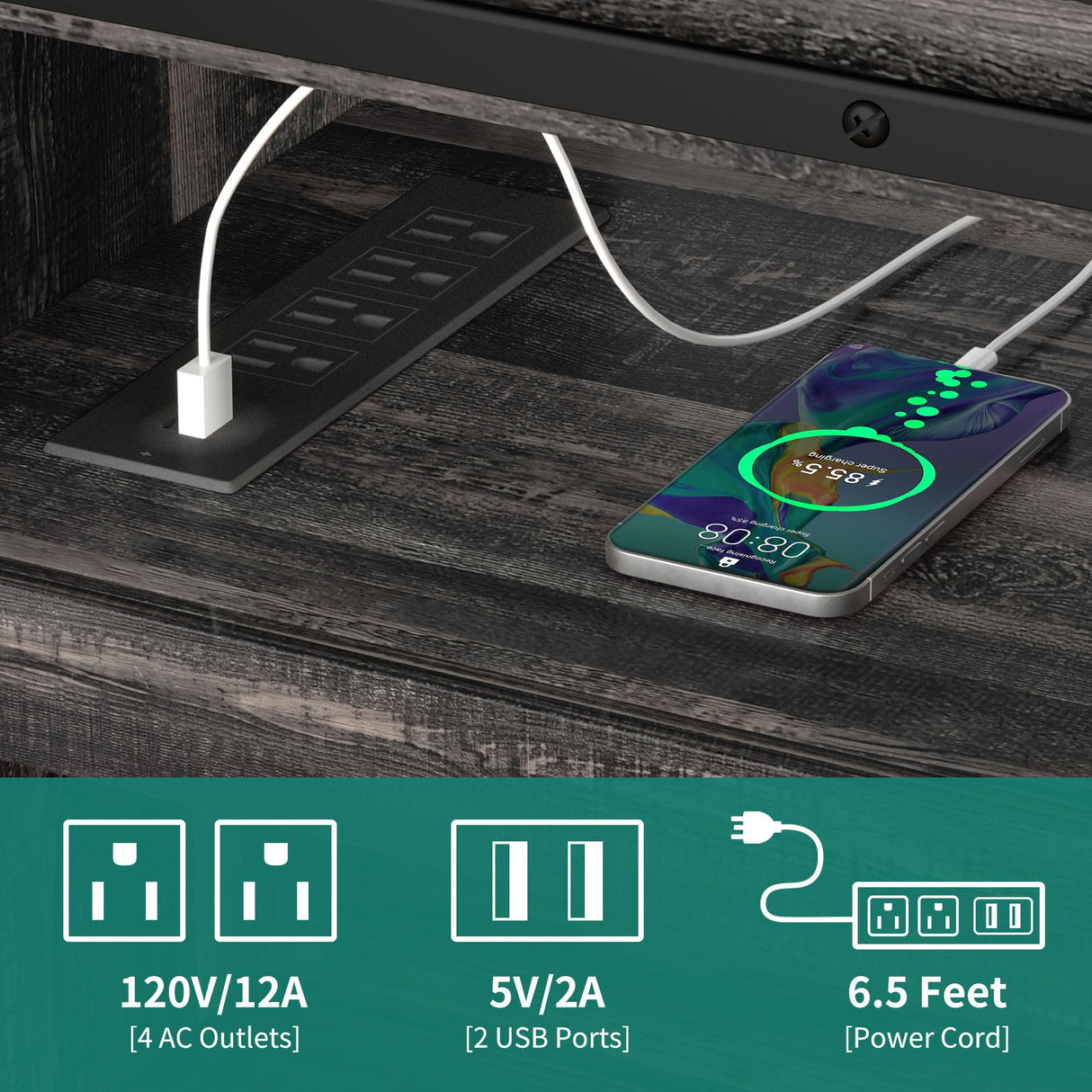 Farmhouse TV Stand for up to 75 Inch TV, Entertainment Center with Storage Cabinet,