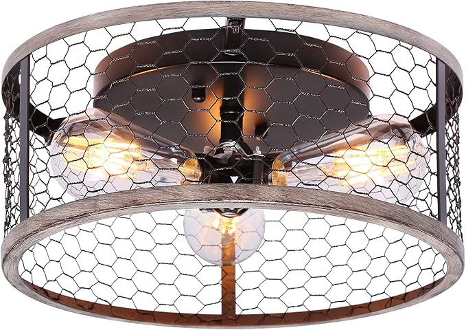 Rustic Ceiling Light Fixture 3-light,Farmhouse Cage Light Fixtures ,Chandeliers