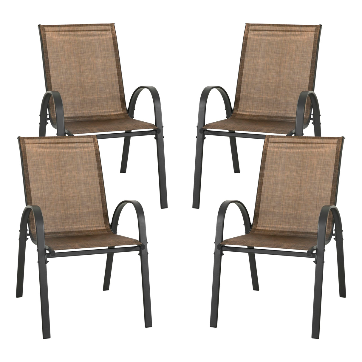 Patio Dining Chairs Set of 4, Outdoor Stackable Dining Chairs with High Back