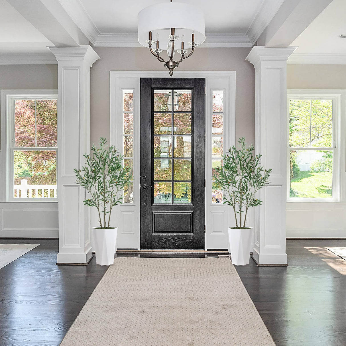 Artificial Olive Tree 5FT Fake Plant with White Diamond Planter Faux Olive Tall