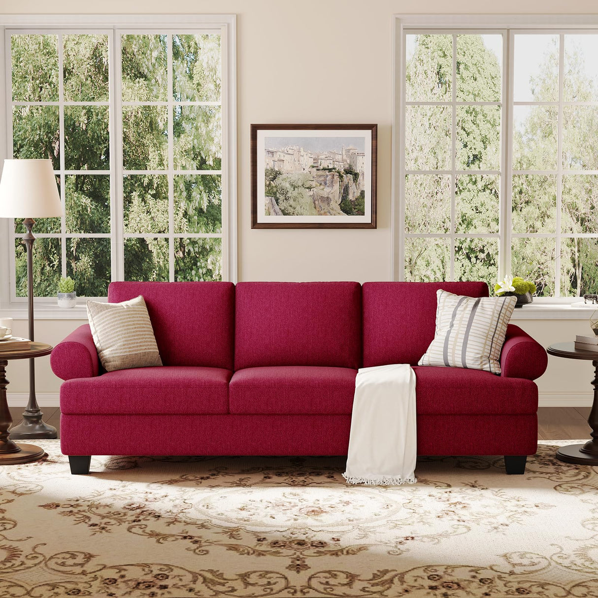 91 Inch Lawson Sofa with Extra Deep Seats Oversize, Mid-Century 3-Seat Sofa Couch