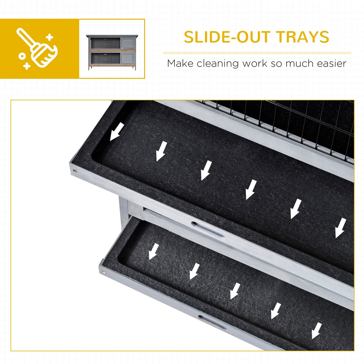 54" 2-Story Large Rabbit Hutch Bunny Cage Wooden Pet House Small Animal Habitat