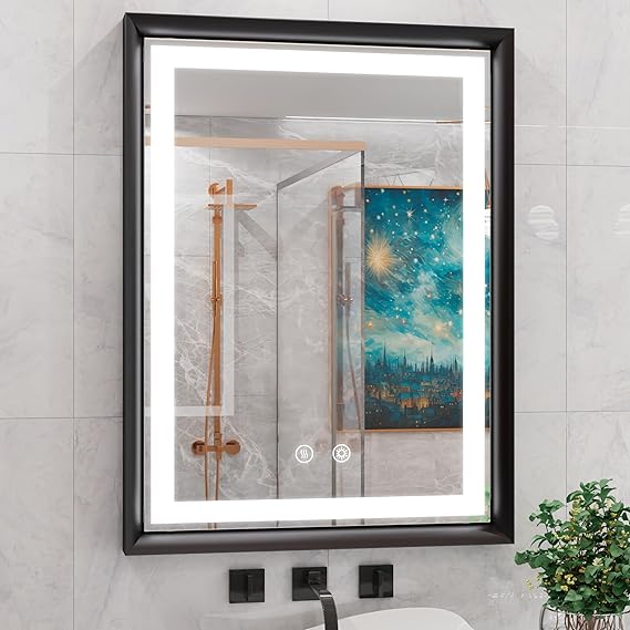 LED Mirror for Bathroom,Gold Framed Bathroom Mirror