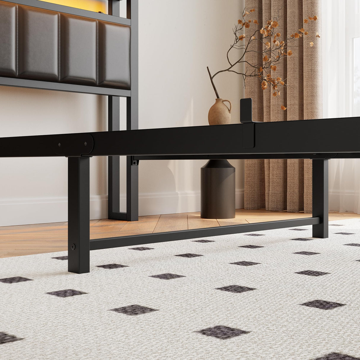 Twin Bed Frame with Charging Station & LED Lights