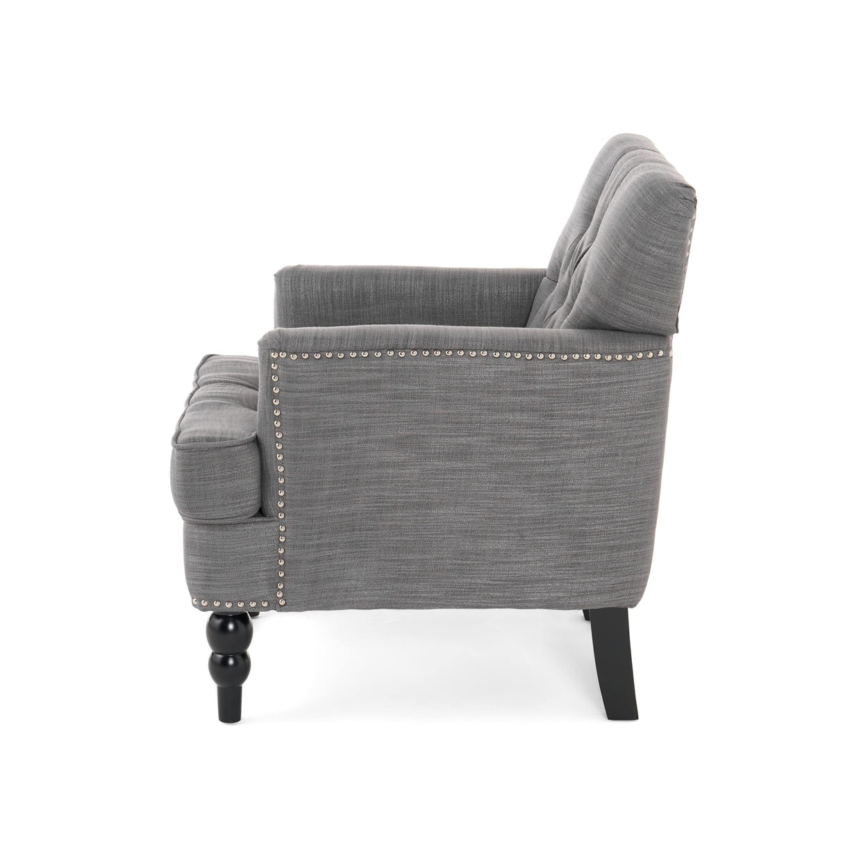 Knight Home Malone Club Chair, Charcoal Grey 28D x 29.5W x 33.5H Inch