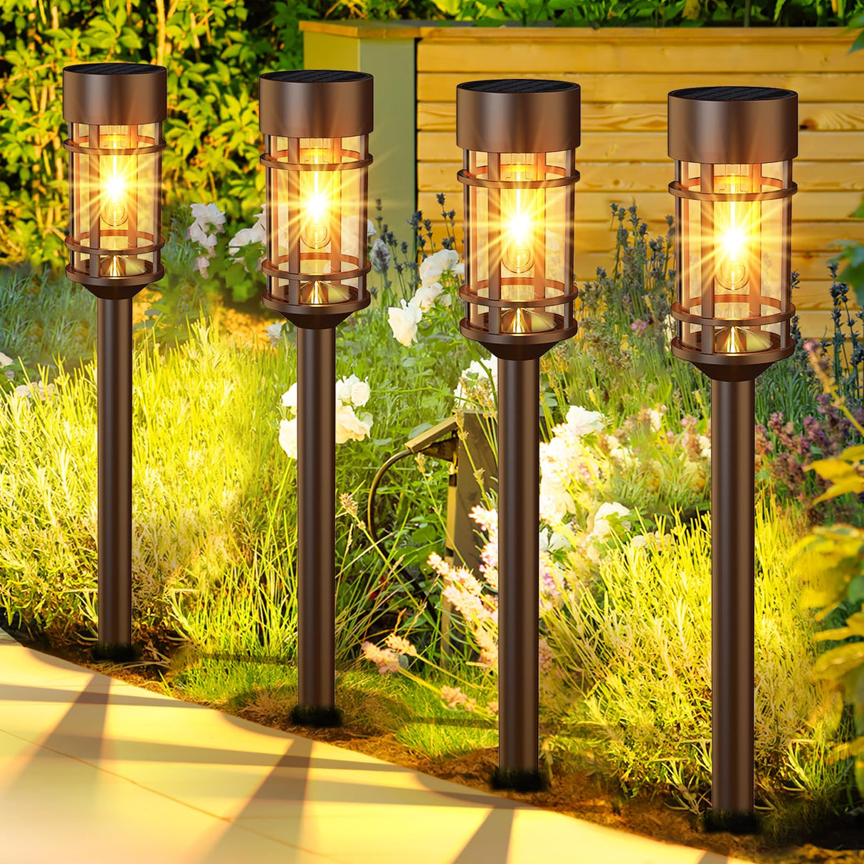 Solar Pathway Lights Outdoor 8 Pack, Solar Lights Outdoor Waterproof