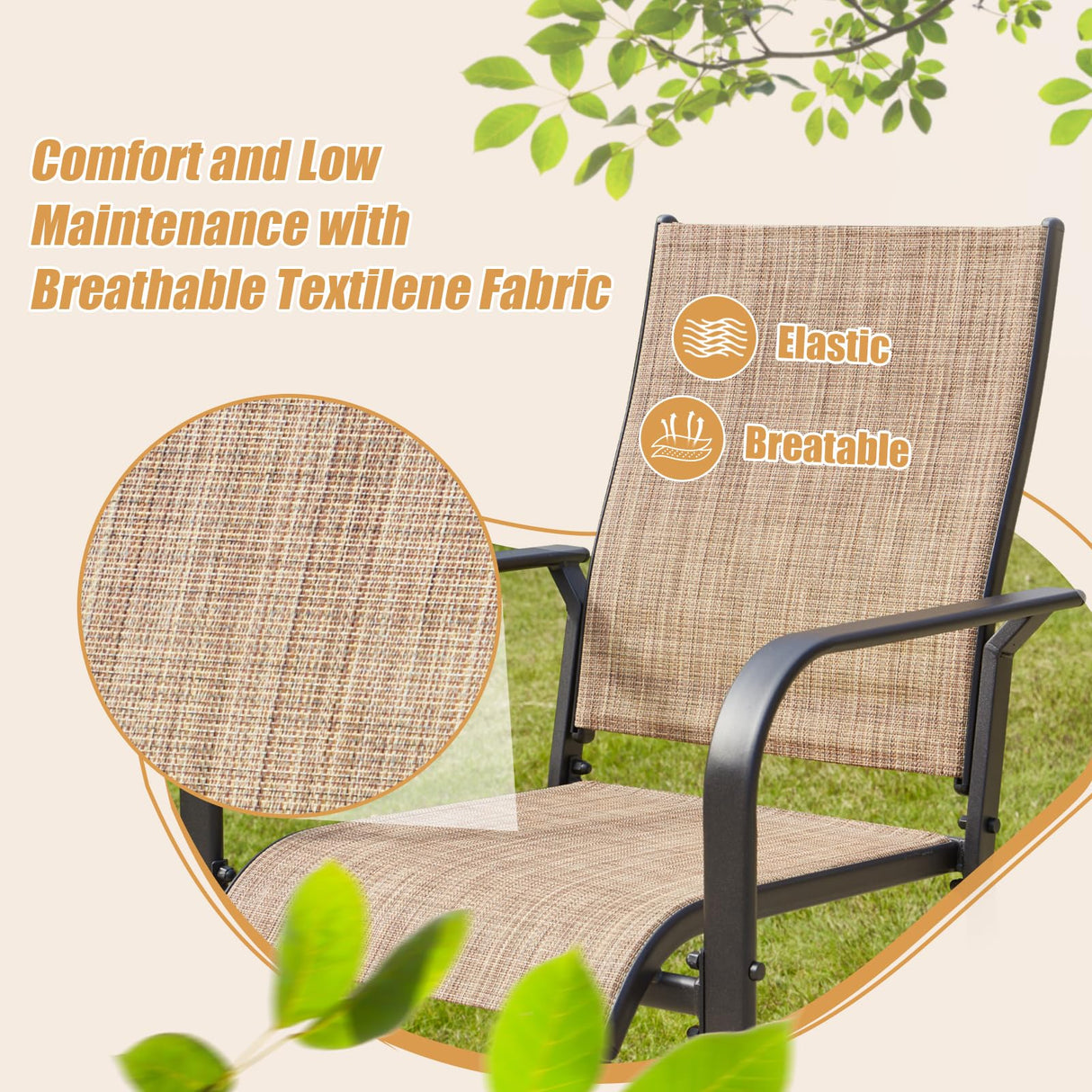 7-Piece Outdoor Patio Dining Set - 6 Stackable Texlin Sling Chairs & 63" Rustproof Steel Table, Weatherproof Low-Maintenance Furniture for Backyard/Balcony/Poolside, Includes 1.57"-1.97" Umbrella Hole