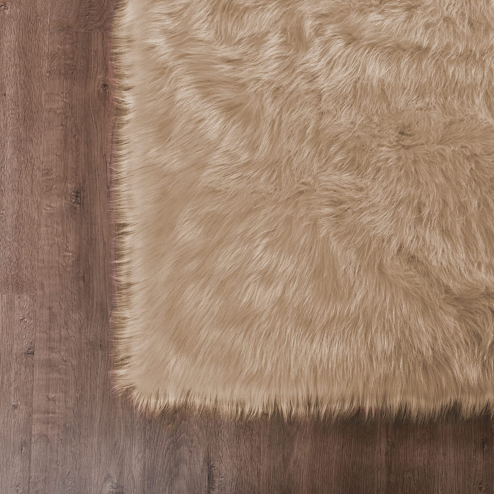 Goolela Area Rugs 8x10 Living Room Rugs Light Brown Beige Rug Washable Faux Fur Rug Fluffy Shag Rug Plush Rug Fuzzy Shaggy Rug for Large Bedroom Rug Home Decor Rectangle