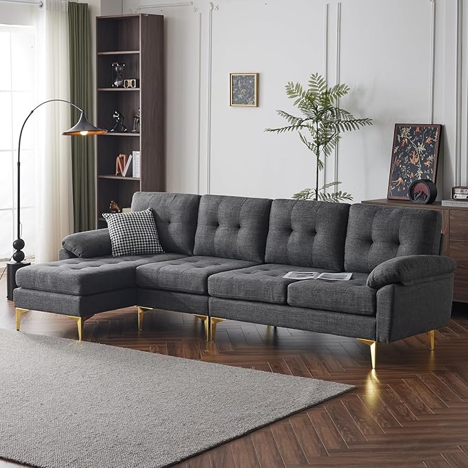 Convertible Sectional Sofa 110" L-Shape Sofa Couch 4-Seat Couch
