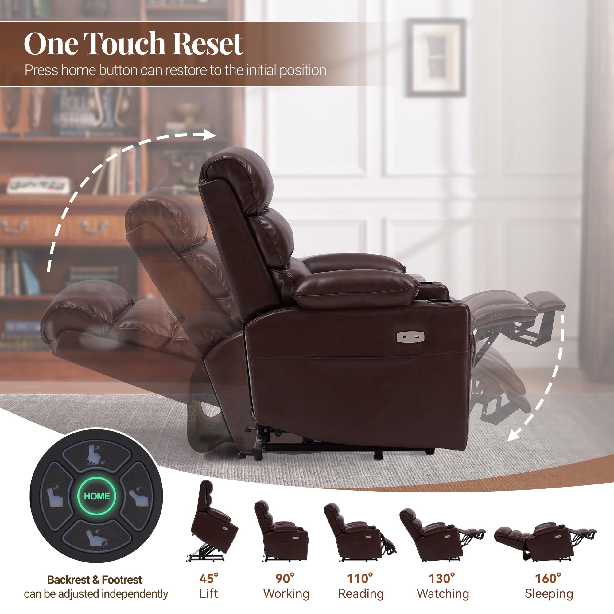 VivaRest Memory Power Recliner – Dual Motor, Heating, USB-C