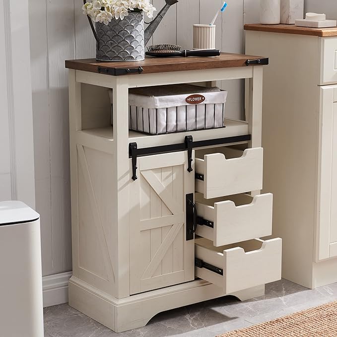 Bathroom Floor Cabinet, Farmhouse Small Storage Cabinet