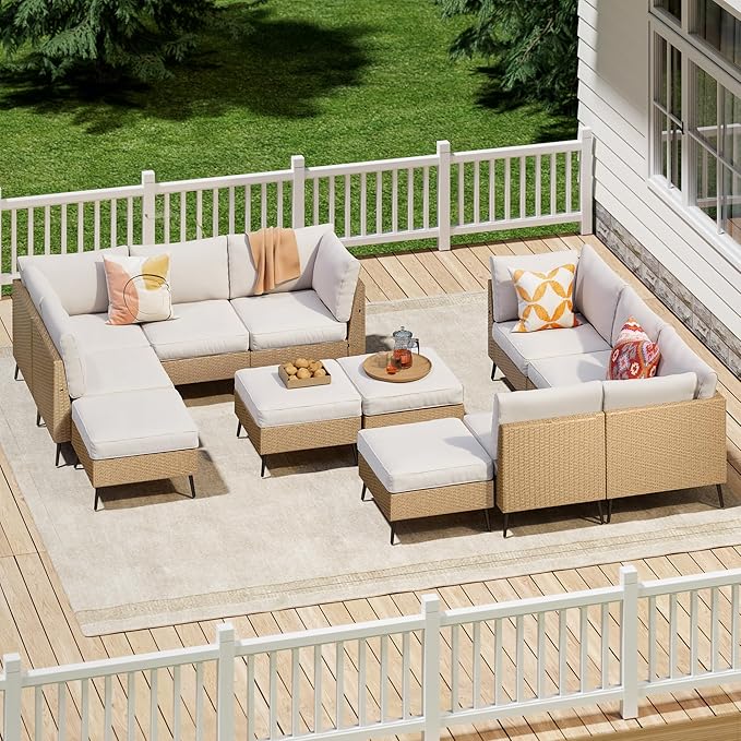 Outdoor Sectional Furniture, 8 Pieces Outdoor Patio Furniture Sets PE Rattan Wicker Sofa