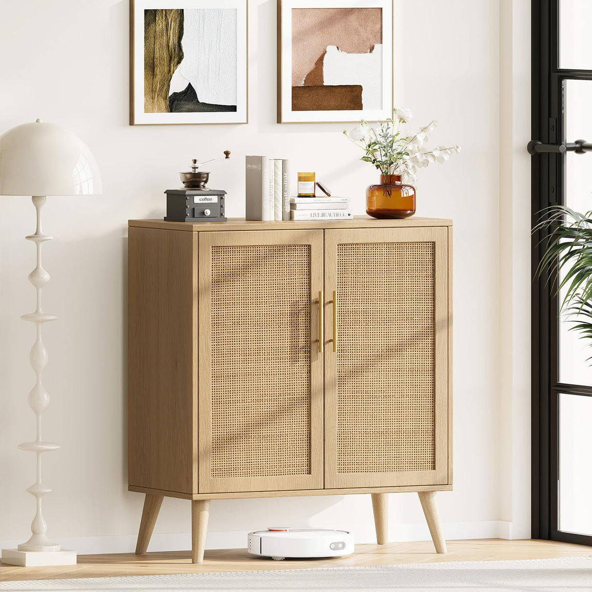 Cabinet with 2 Doors, Bathroom Floor Cabinet, Modern Sideboard Buffet Cabinet, Accent