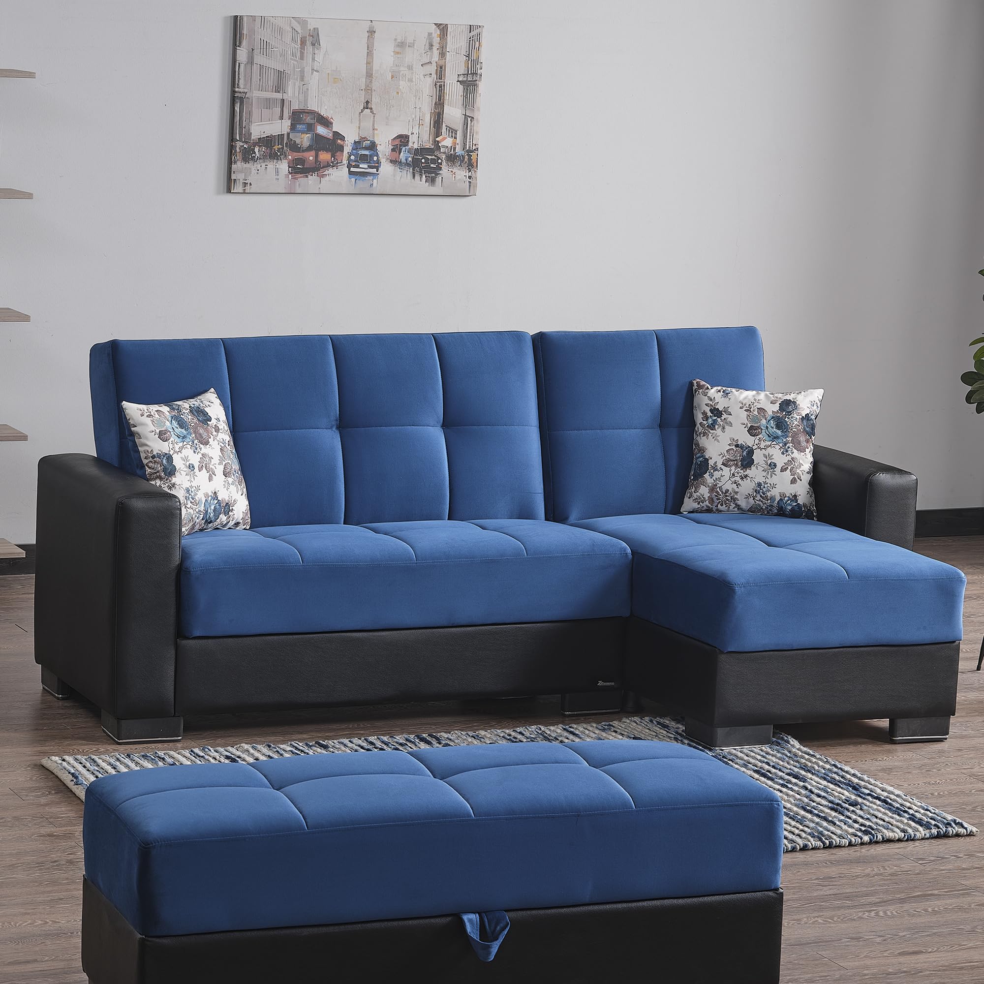 ARM Collection 99" Convertible L Storage, Firm, Fabric 4 Seater