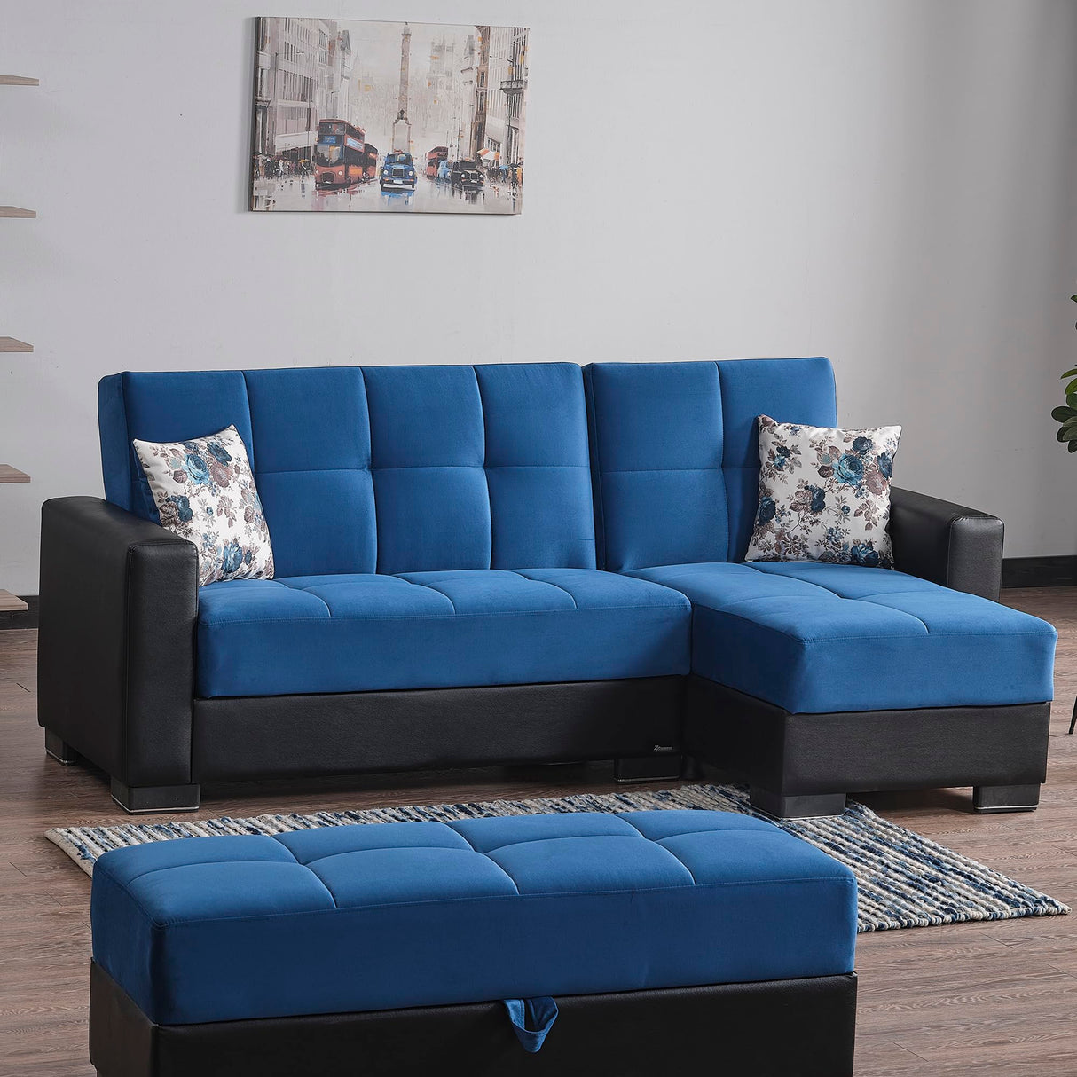 ARM Collection 99" Convertible L Storage, Firm, Fabric 4 Seater