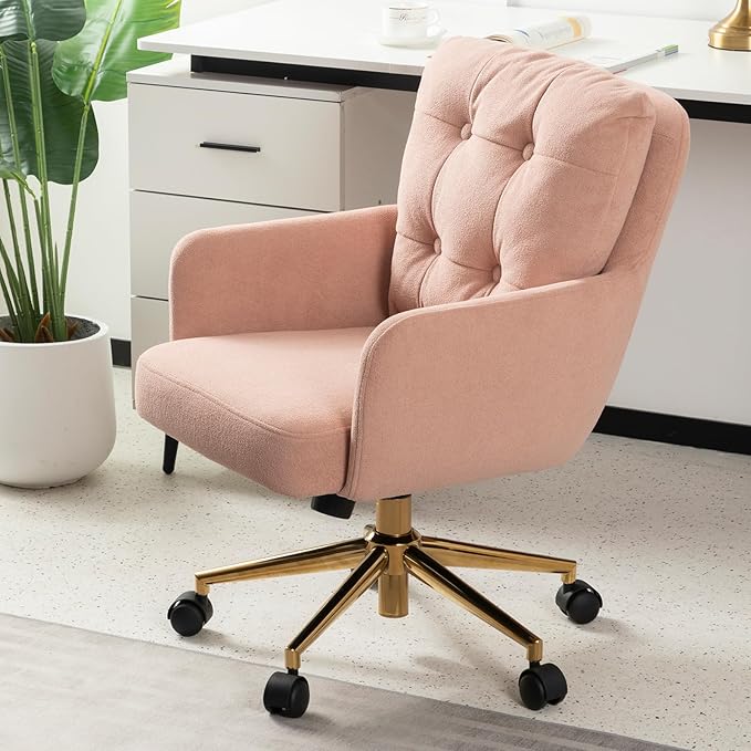 Velvet Office Chair, Comfy Home Office Desk Chairs with Lumbar Support, Modern Velvet