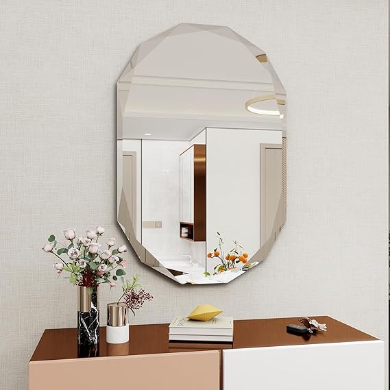 22x30 Inch Beveled Bathroom Mirror - Frameless Wall Mirror