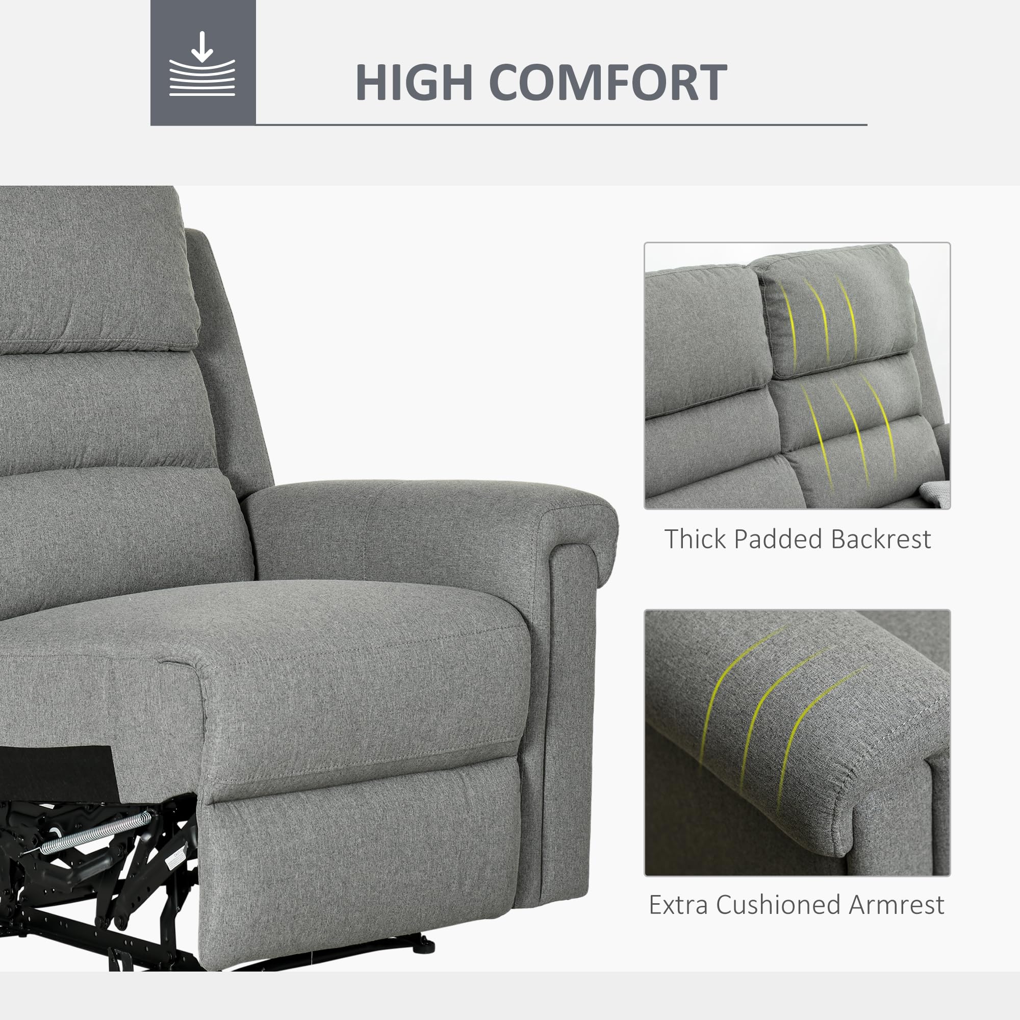 DuoEase 2-Seater Manual Reclining Loveseat – Tufted Back, Linen Fabric, RV-Ready