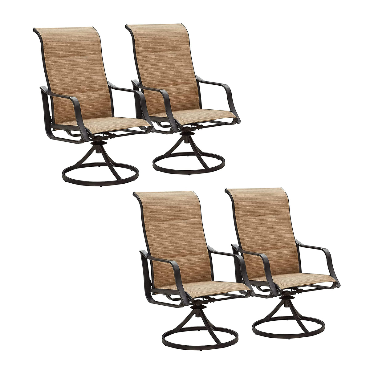 HOME Patio Dining Swivel Chairs Set of 4 Textilene High Back Outdoor Bistro Furniture