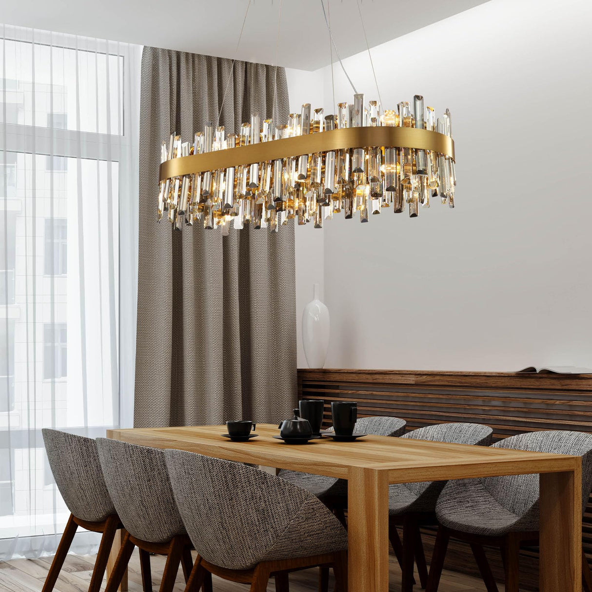 Luxury Modern Crystal Chandelier, L40'' Dining Room Chandelier Over Table