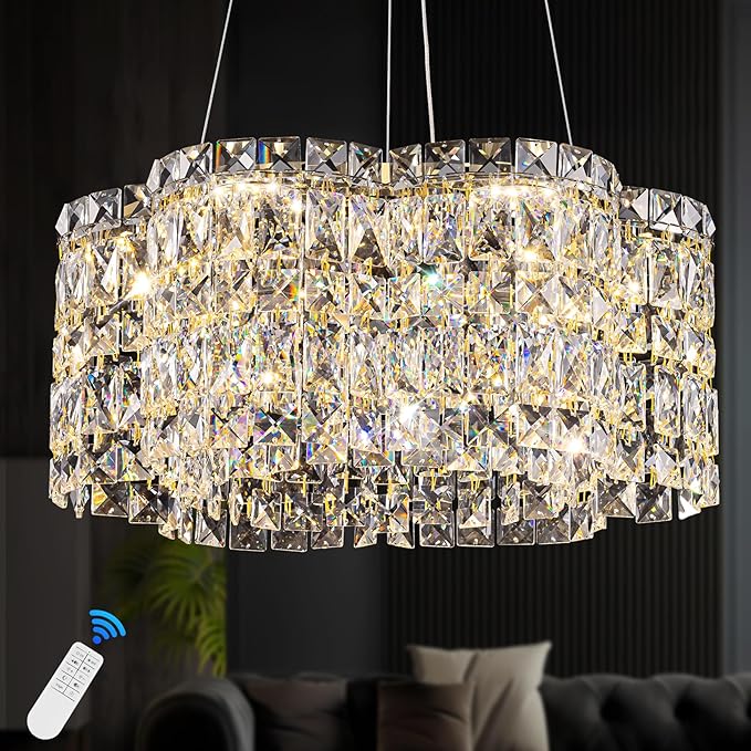 Gold Crystal Chandelier,Modern LED Chandeliers for Dining Room