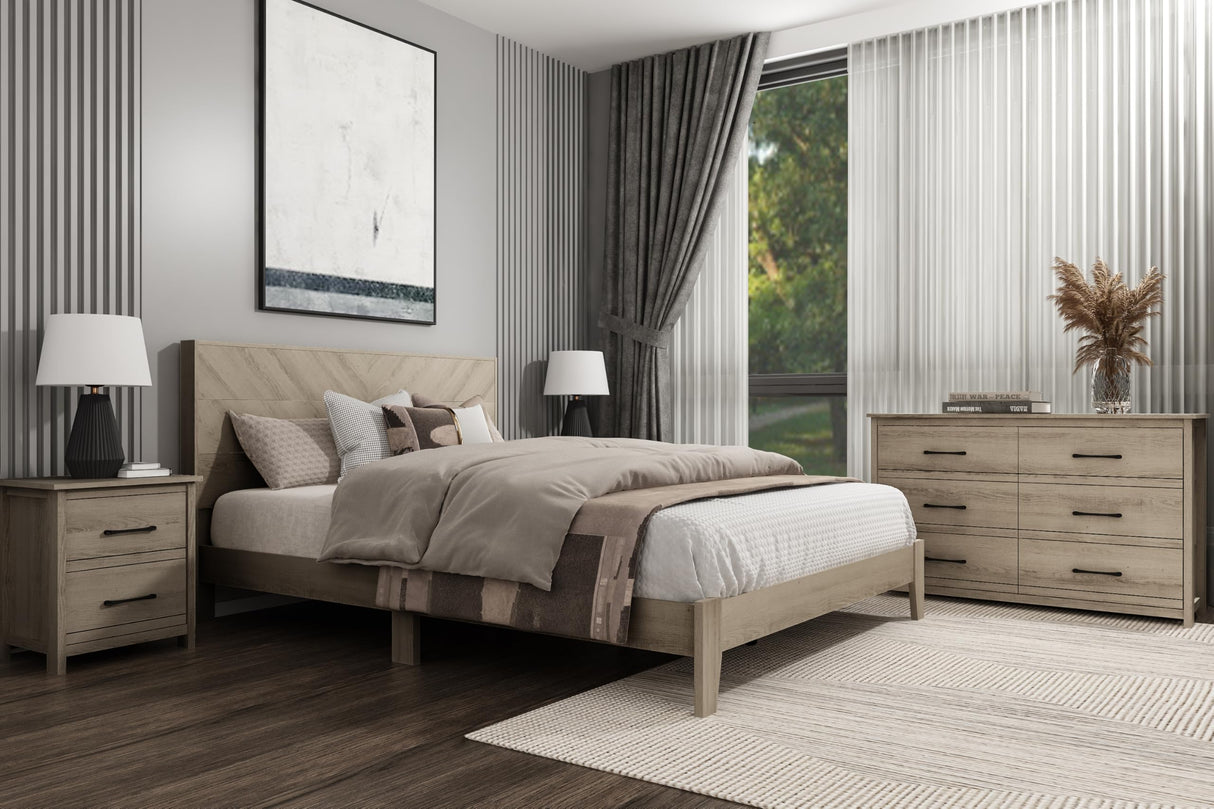 Weiss Wood Platform Queen Bed Frame with Headboard