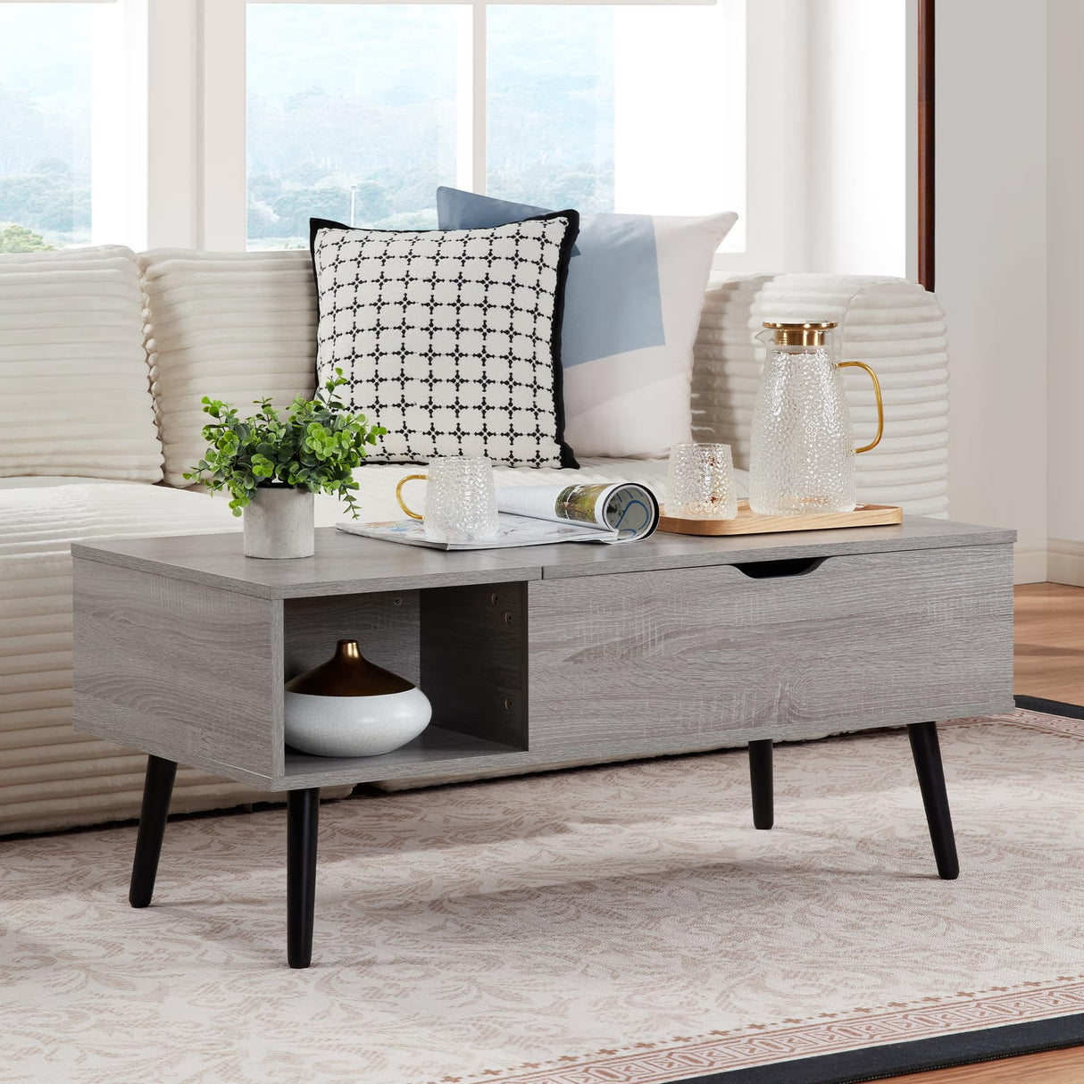 Coffee Tables for Living Room, Wood Lift Top Coffee Table with Storage Shelf