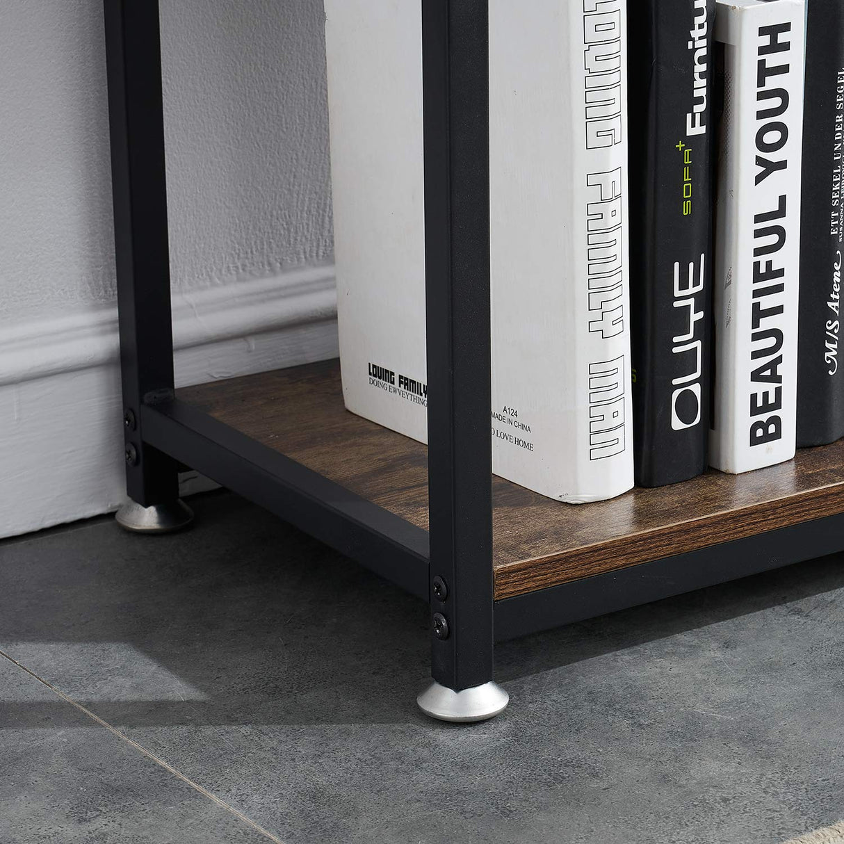 Bookshelf/Bookcase,Open Book Shelf with Middle Drawers Storage Organizer for Living