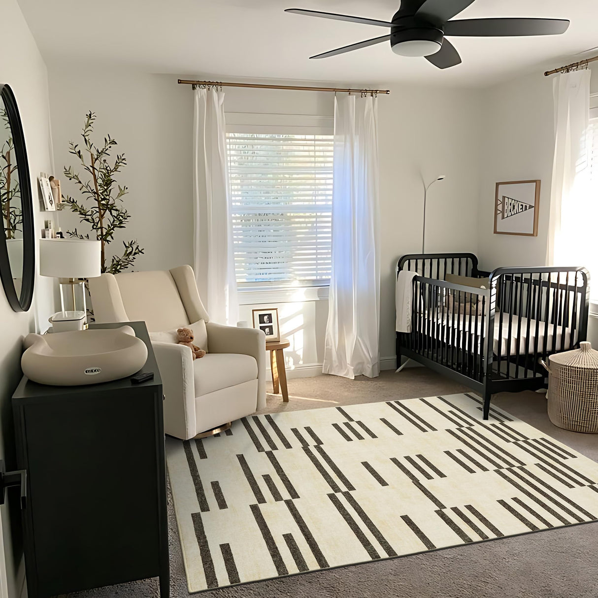 TTelephant Modern Machine Washable Area Rug 5x7, Spill-Proof Surface, Non-Slip Backing, Cozy Soft Faux Wool, Indoor Throw Rug, Living Room Rugs 5x7, Bedroom Rugs, Dining Room Rugs - Miro