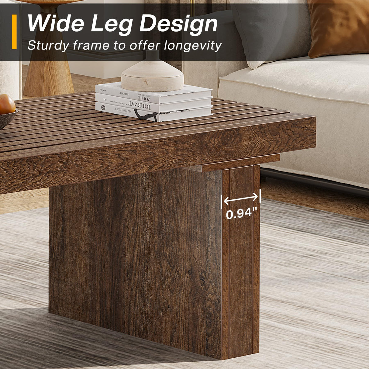 Rectangle Coffee Table: 47.24-Inch Wood Modern Coffee Table Cocktail Table