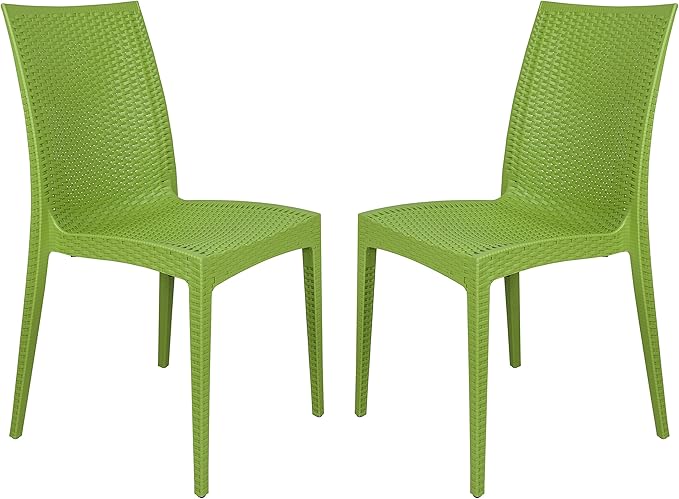 Modern Weave Design Mace Indoor/Outdoor Dining Chair (Set of 2), Black