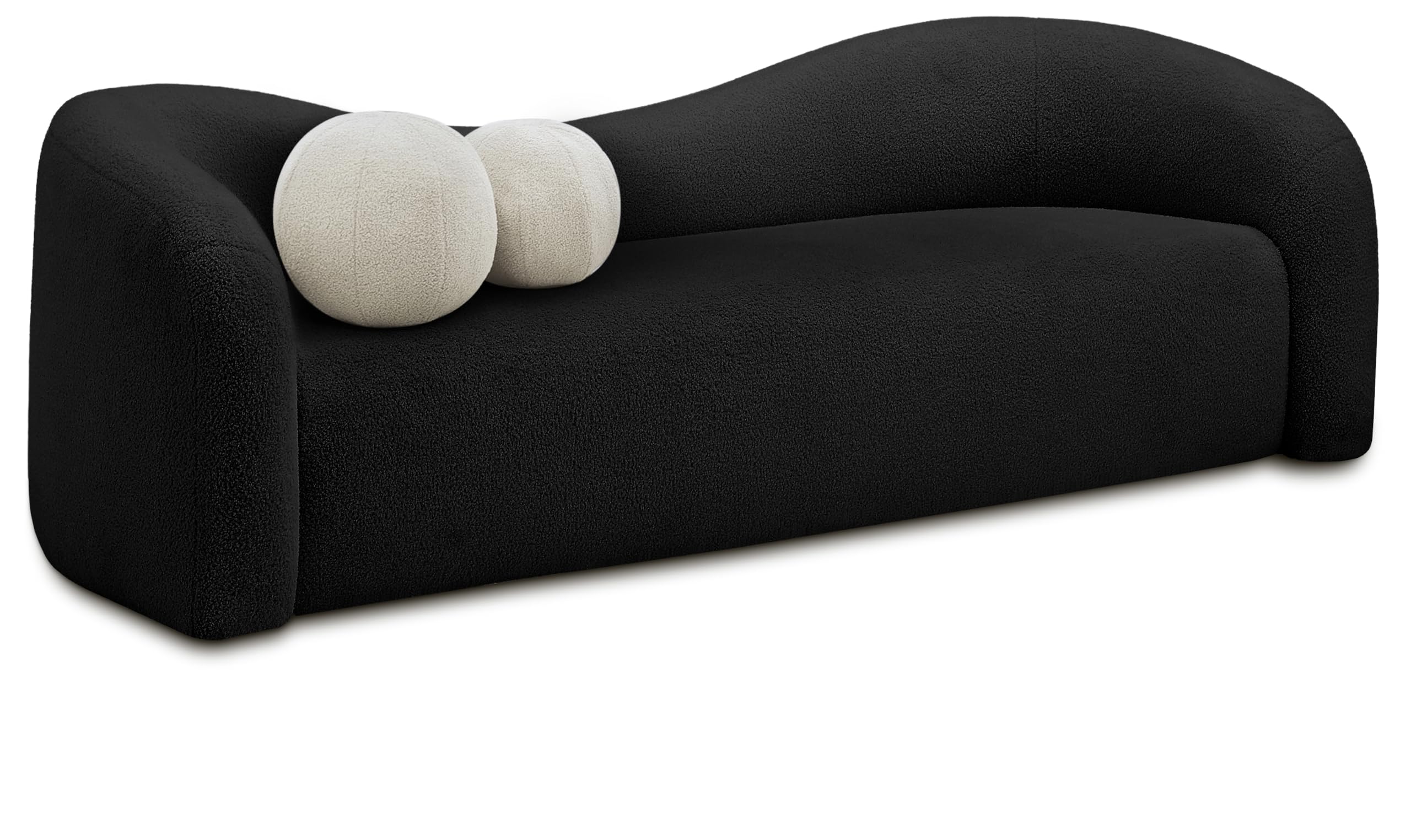 Contemporary Sofa with Soft Black Faux Shearling