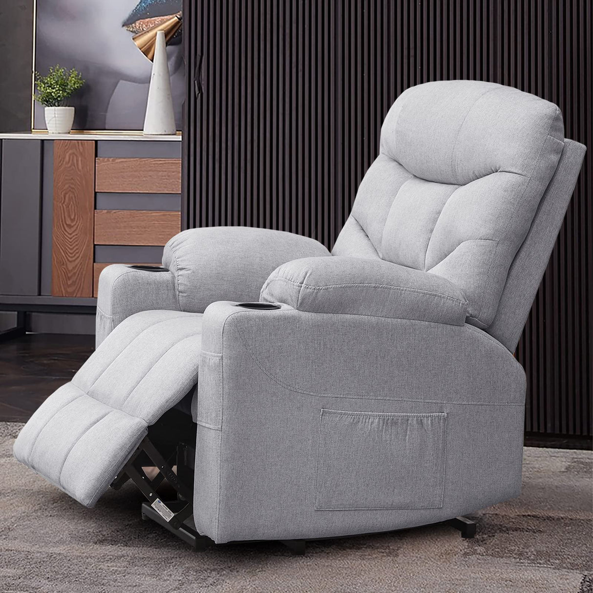 RelaxMate PowerLift Recliner Chair for Seniors – Massage + Heat, Silent Motor, Linen Fabric