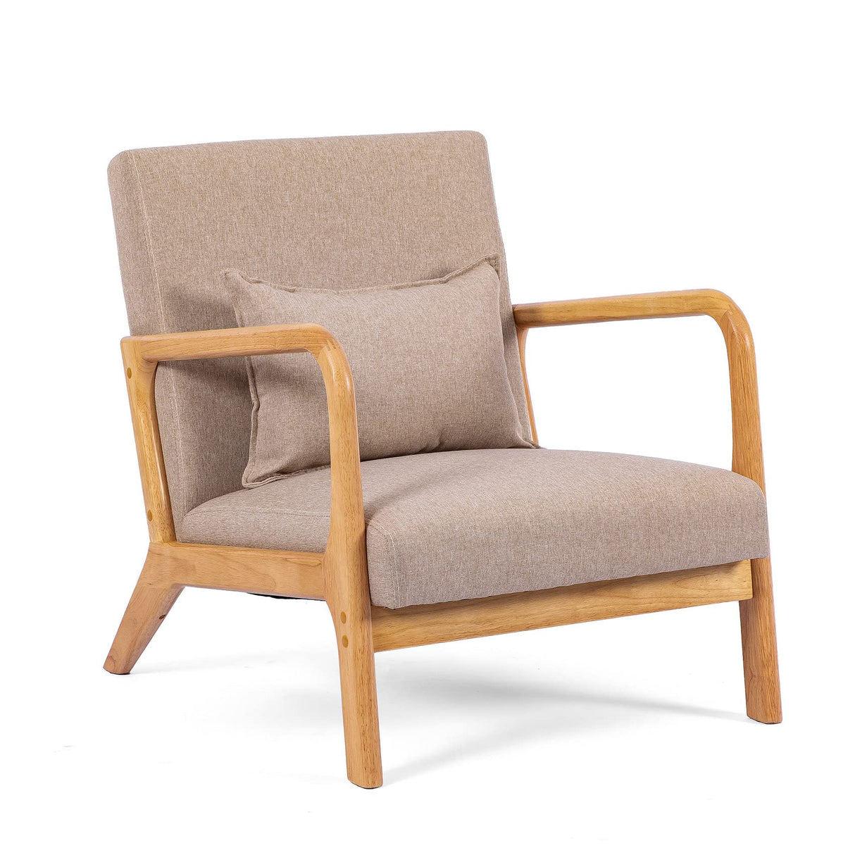 Mid-Century Modern Accent Chair, Fabric Reading Armchair, Easy Assembly