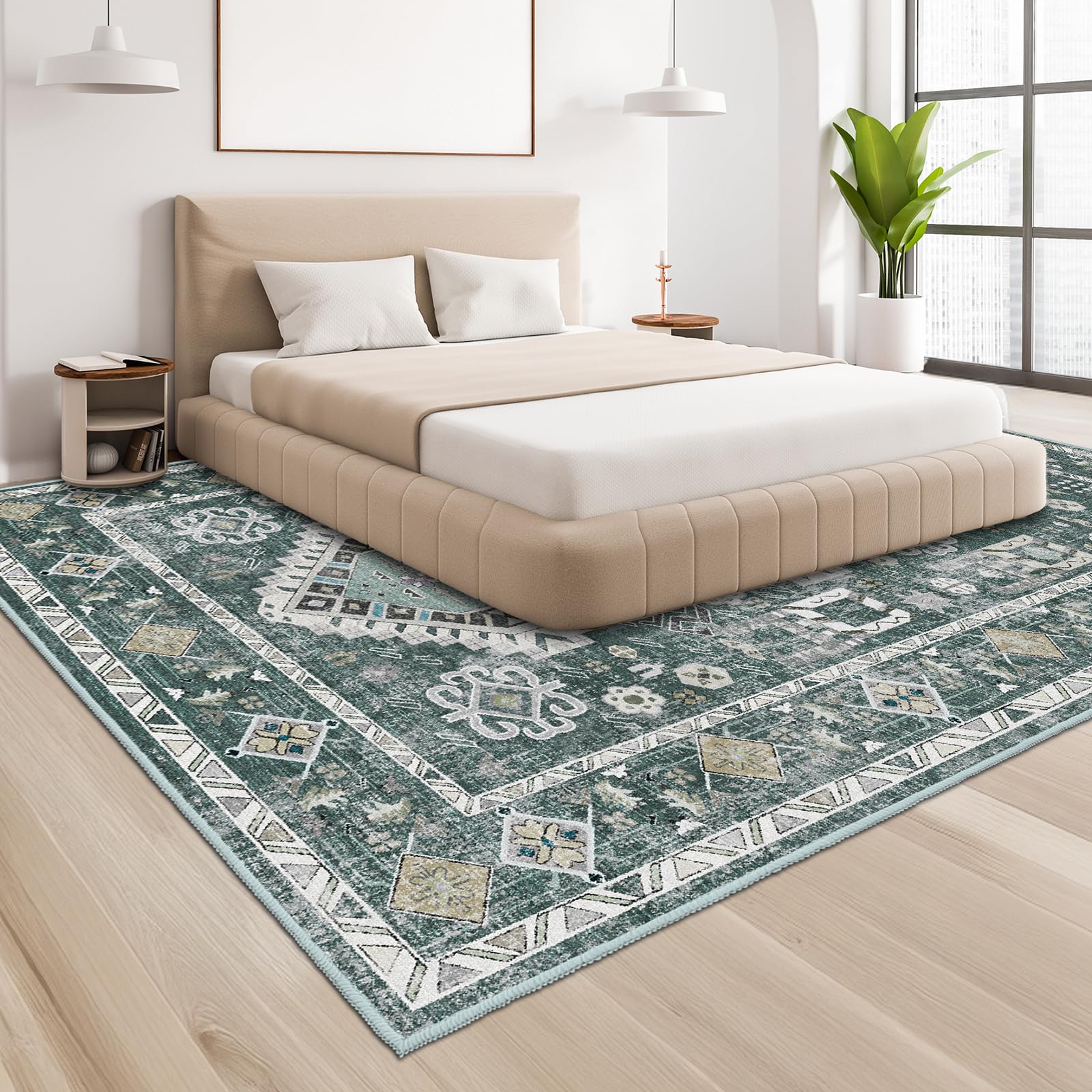 Washable Rugs Area Rugs - 5x7 Washable Area Rugs for Living Room Bedroom Dining Room Kitchen Non-Slip Rugs,