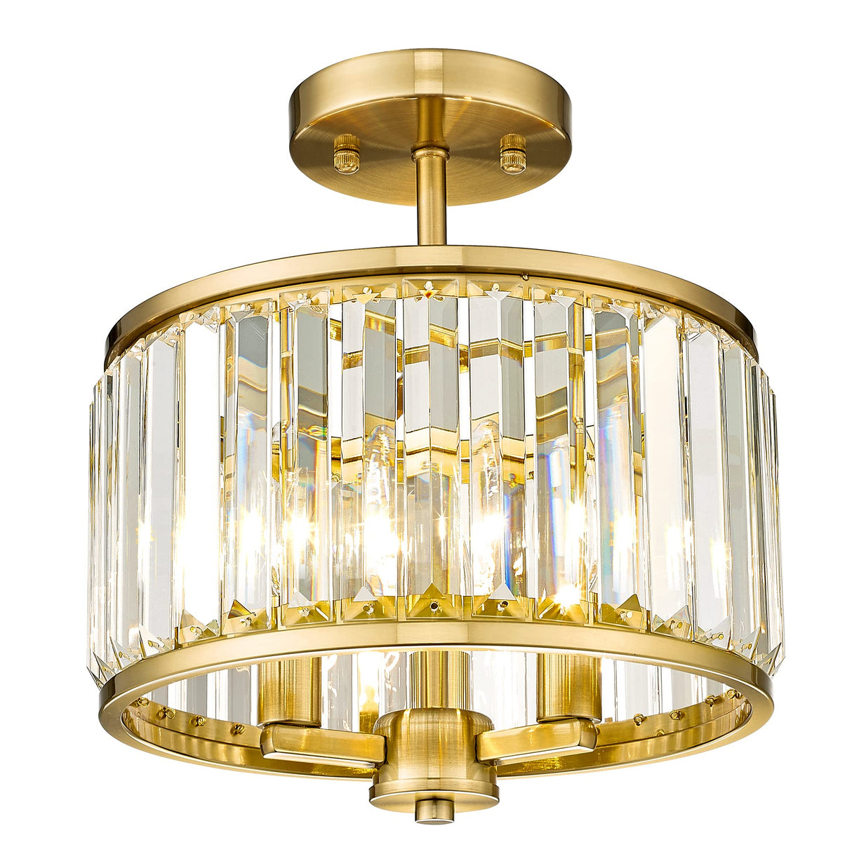 Semi Flush Mount Ceiling Light Fixture, 11" Crystal Light Fixture, 3-Light Modern Lamps