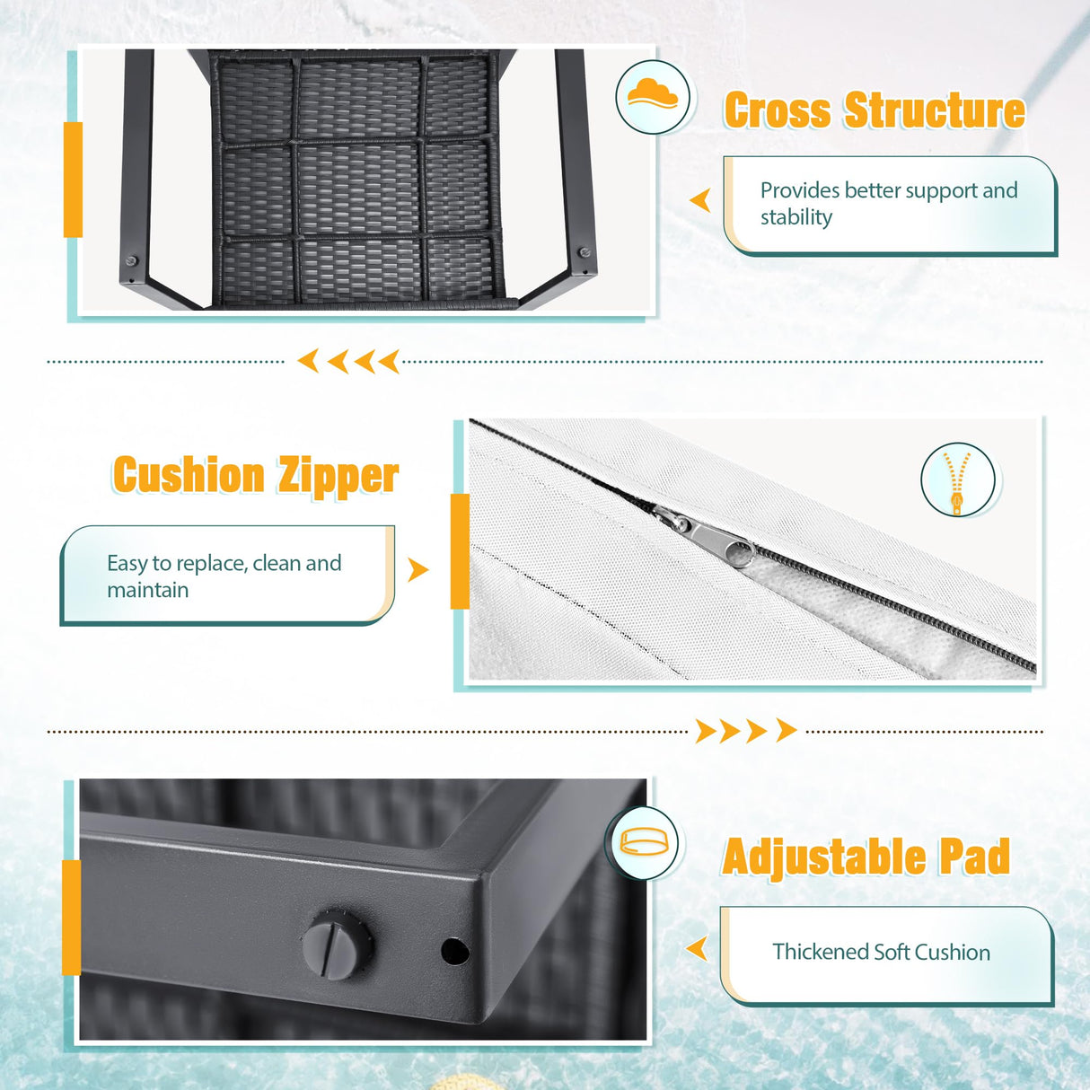 Flamaker 3 Pieces Patio Furniture Outdoor Wicker Modern Rattan Chair Conversation Sets with Coffee Table for Yard, Bistro(White)