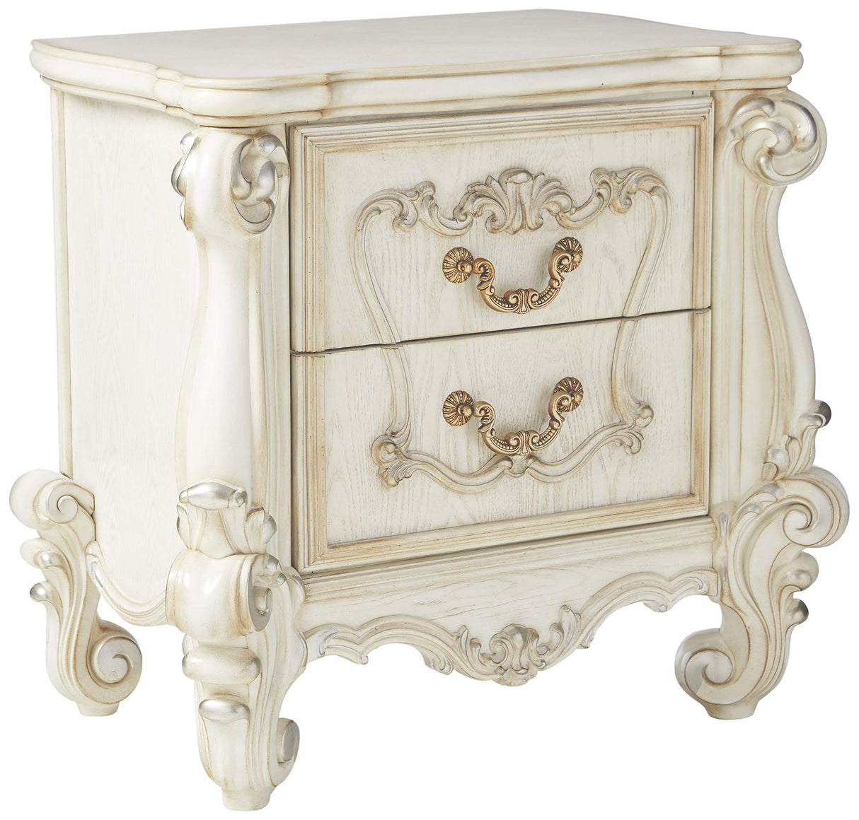 2 Drawer Nightstand in Bone and White