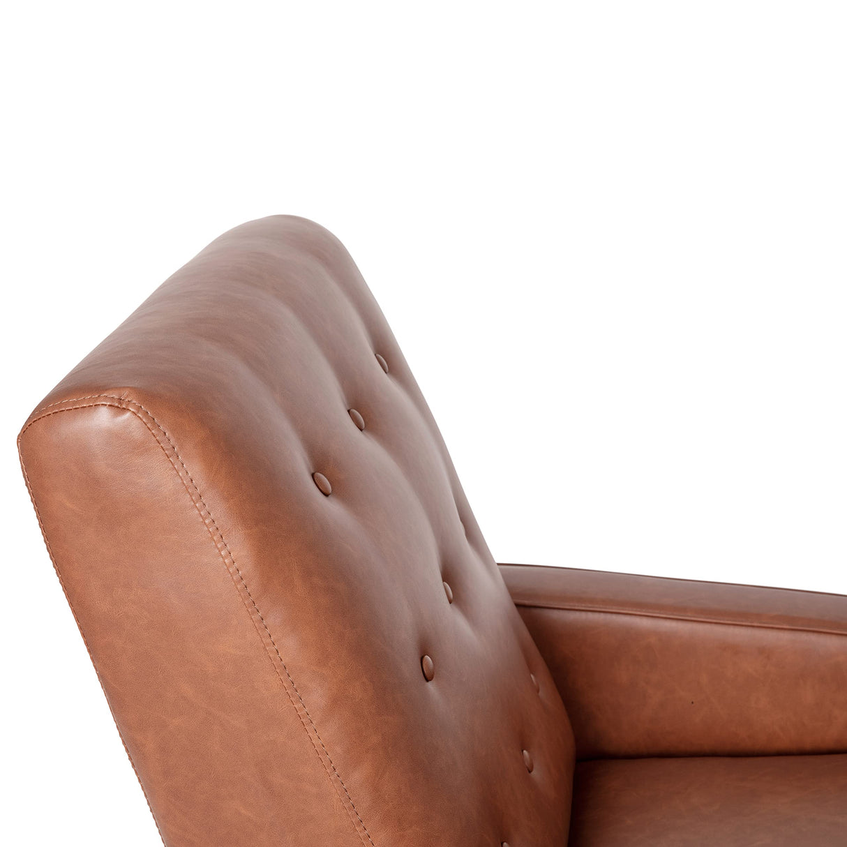Erza LeatherSoft Button Tufted Pushback Recliner, Mid-Century Modern