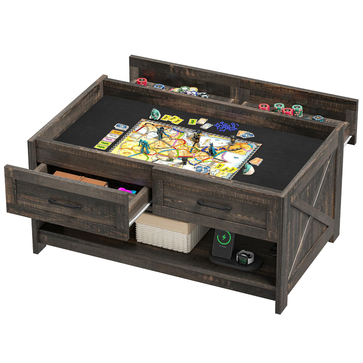 Board Game Table Living Room: 3-in-1 Game & Puzzle Table with Play Mat